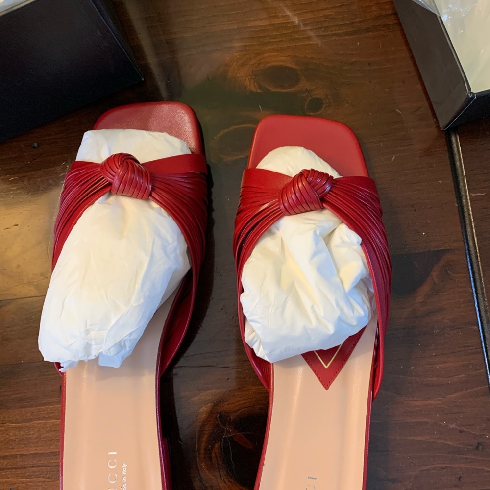 Gucci Red Knot Slide Sandal Size 11 Brand New